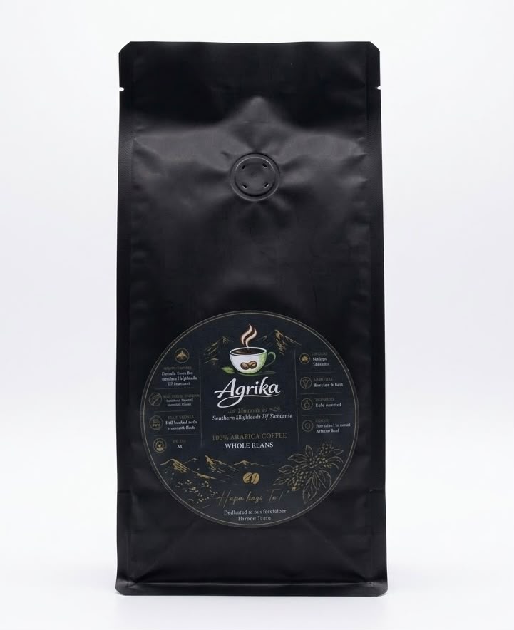 Agrika roasted wholebeans — black package